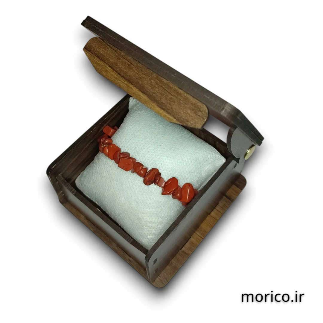 دستبند سنگ چیپسی جاسپر قرمز به همراه باکس