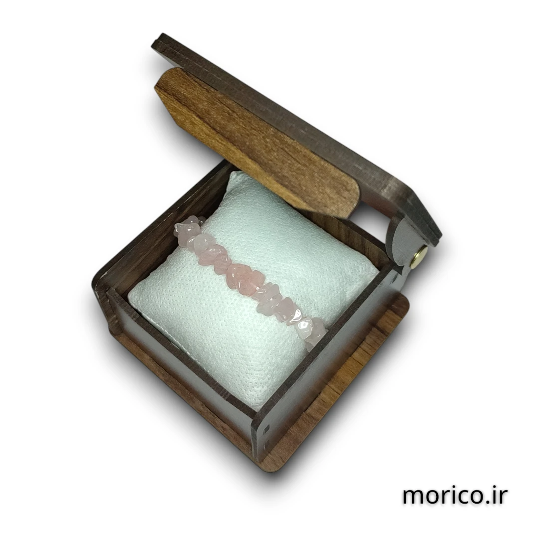 دستبند سنگ چیپسی رز کوارتز به همراه باکس