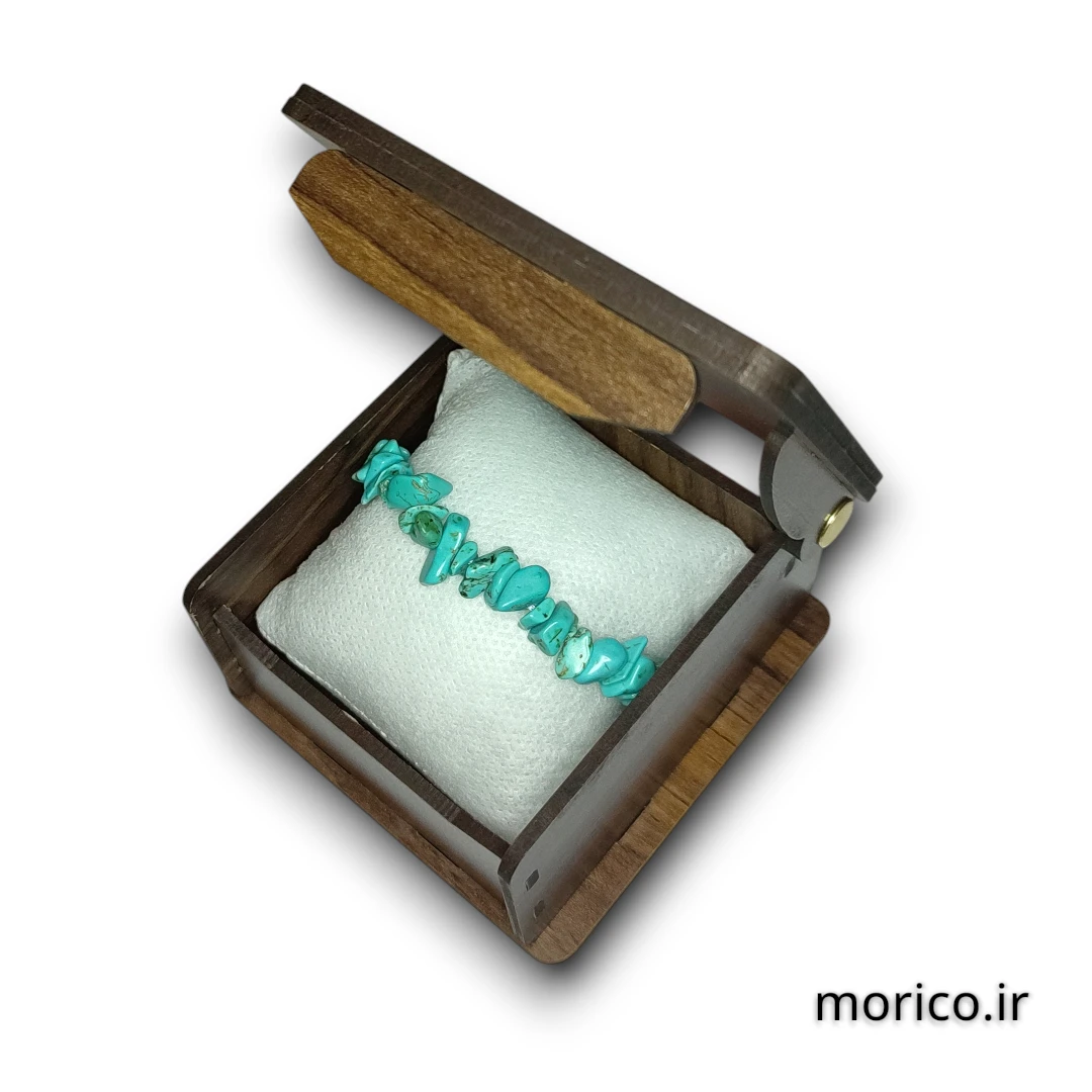 دستبند سنگ چیپسی فیروزه به همراه باکس