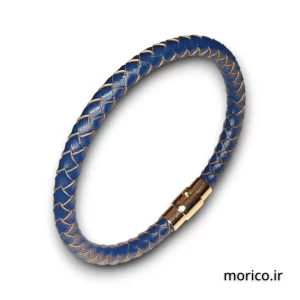 دستبند چرم آبی کد 105