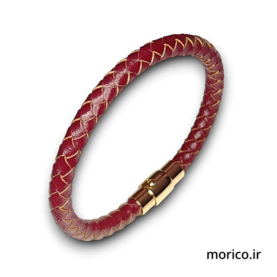 دستبند چرم قرمز کد 103
