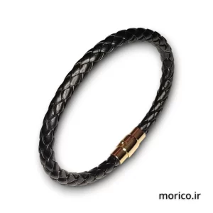 دستبند چرم مشکی کد 104
