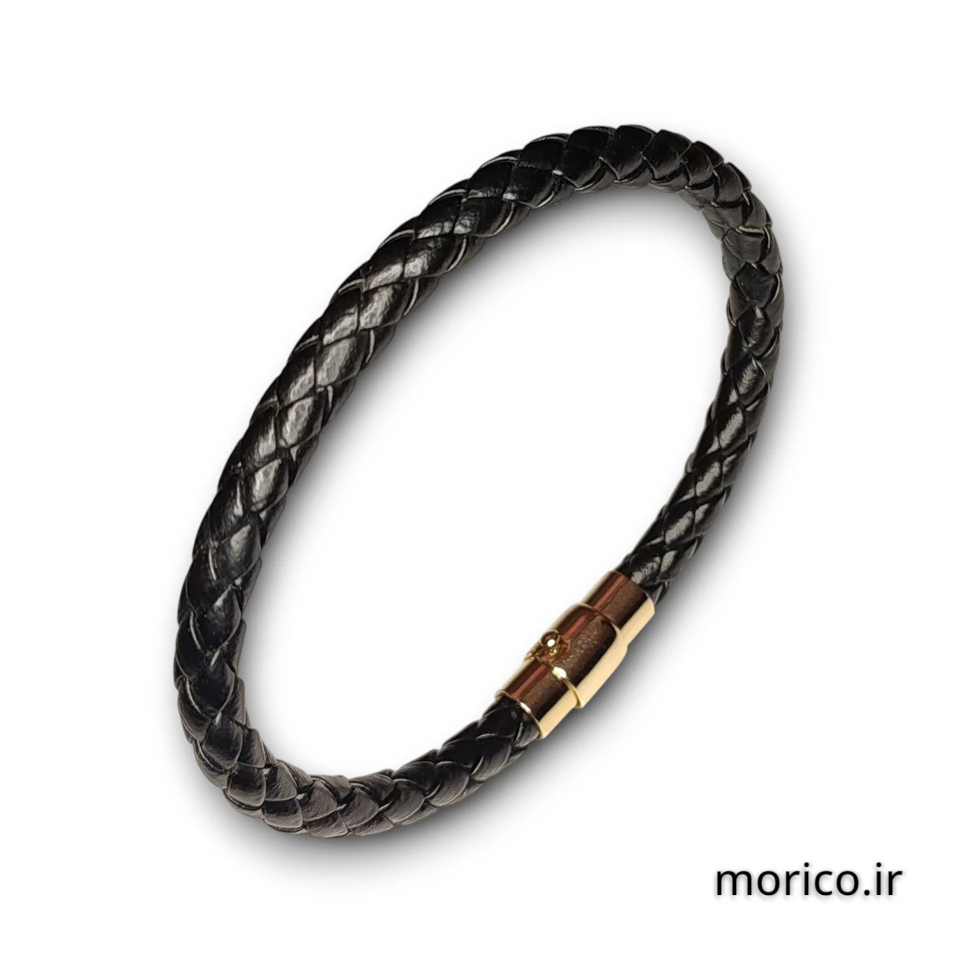 دستبند چرم مشکی کد 104